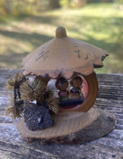 Vtg Japanese Mico Mini wooden Handmade Folk Art Kokeshi Diorama Made in Japan picture