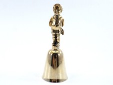 Reed & Barton Boy w/ Flowers HAND BELL Silverplated Figural Handle Small Vintage picture