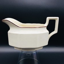 Kensington Staffordshire Ironstone Somerset Gravy Boat Brown Trim Vintage picture