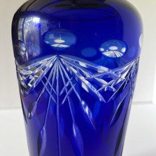 Antique Czech Glass Cobalt Blue Cocktail Shaker Original Chrome Top picture