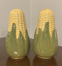 VTG c1946 Shawnee Pottery Corn King Oversized 5.25” Salt & Pepper Range Shakers picture