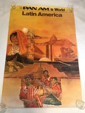 Pan Am’s World Latin America 42 x 28” Vintage Airline Poster Pan Am - DR15-10/73 picture