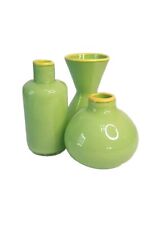 Vintage Handblown Bud Vase Set In Green & Yellow By Designer Hans Maier-Aichen picture