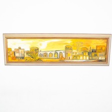 Mid Century Modern Painting Art Abstract landscape Frame Cityscape Abstract Mcm picture