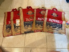 Lot of 5 ROYAL BASMATI Rice Bags Burlap Sacks w/ Zipper & handles. Sacks Only. picture