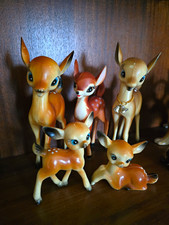 Lot Set of 5 Vintage Kitsch Plastic Deer Figurines, Fawn/Bambi Style picture