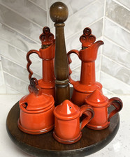 VTG Metlox Poppytrail Homestead Provincial Condiment 5pc Set With Stand MCM picture