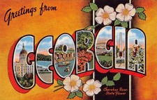 Georgia GA Greetings From Large Letter 16476 Linen Postcard picture