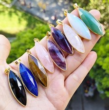9pcs Natural Fluoritet Vary Gems Faceted Pendants Luck Reiki Magic Amulet picture