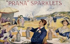 Postcard People in Restaurant, Beach, Advertising Prana Sparklets - 11458623 picture