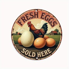 Vintage Fresh Eggs Sold Here Rustic Tin Metal Signs Home Décor 8x8 picture