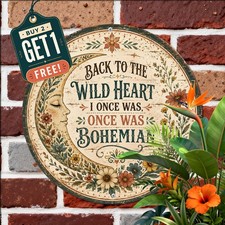 Embrace Your Inner Gypsy Bohemian Spirit Whimsical Round Metal Tin Sign Plaque picture