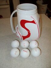 Seagrams 7 Whiskey & 7 Up Golf club  Cup Mug Vintage w/ 6 Golf Balls  picture