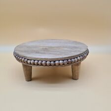 Wooden serving tray Pedestal Beaded Indian Style Decor 10