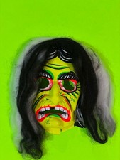 Plastic Mask Halloween Ben Cooper Vtg Witch Hair Classic Hag Rare COLLEGEVILLE picture
