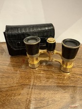 VTG Elegant Marceau France 3x25 opera glasses Gold Plated- Leather Barrel + Case picture
