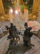 Vintage/Antique Pair Bronze Cherubs Candle Holders Candlesticks Putti picture