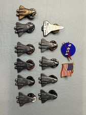 NASA SPACE SHUTTLE LAPEL PIN LOT OF 13 USA FLAG COLLECTIBLE  picture