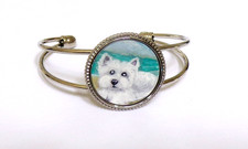 Hand painted West Highlander White Terrier on silver tone Bracelet picture