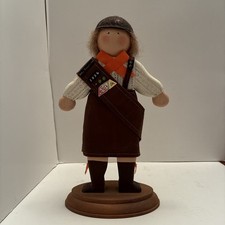 Vintage Artisan-Crafted Girl Scout Brownie Wooden Peg Doll Signed G. Hay ‘92 picture