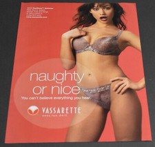 2004 Print Ad Vassarette Bra Panties Naughty Nice Brunette Sexy Shimmer Art Lady picture