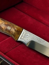 A&R Zlatoust Knife Hunting Skinning Engraved Sengir Karelin Birch Russian Knife picture
