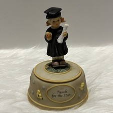 Goebel Berta Hummel Graduation Wish Music Box Figure 2003 Certificate Included picture