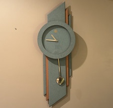 Vtg Empire Wall Clock Geometric Memphis Post Modern 80s Deco Mid Century Modern picture
