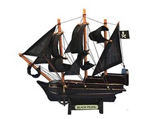 Hampton Nautical Wooden Black Pearl Pirates of The Caribbean Model Pirate Ship picture