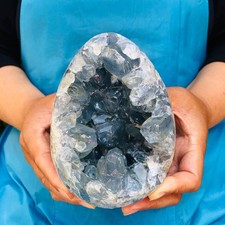 3.8LB Natural Blue Celestite Geode Quartz Crystal Mineral Specimen Healing picture