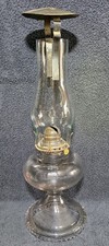 Antique Scovill Queen Anne No 2 Glass Kerosene Oil Lamp Smoke Bell Hurricane picture