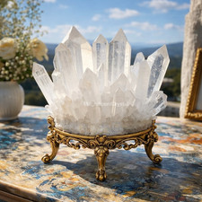 520g Natural Clear Quartz Cluster Chakra Balancing Spiritual White Crystal Decor picture