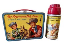 1957 ROY ROGERS & DALE EVANS & DOG BULLET LUNCH BOX & THERMOS picture