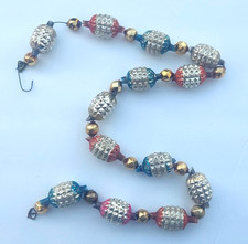 Japan Glass Bead Geometric Barrel Shape Christmas Garland 1950's ~ 26