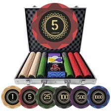 14g Clay Composite Poker Chips Set with Denominations and Carrying Case picture