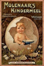 MOLENAAR'S KINDERMEEL BABY IN EGG HEAVY DUTY USA MADE METAL ADVERTISING SIGN picture