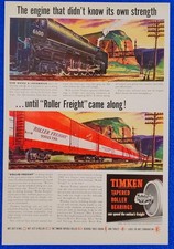 1947 Timken Roller Bearings Train Locomotive Vintage Print Ad Roller Freight picture