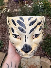 Rare Mid Century Italian Tiger Head Jardiniere Ceramic Planter - 60s/70s picture