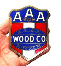 AAA Wood County Ohio (OSAA) Auto Club emblem. Porcelain-Enamel. CA. 1930'S picture