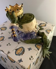 FROG PRINCE shelf sitter By Blue Sky Clay Works~Heather Goldminc, Tealight Crown picture