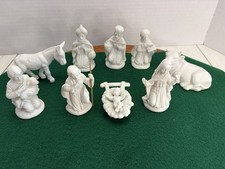 VTG Nativity Set 9 Piece Bisque/Porcelain White Matte  - Stamped Germany picture