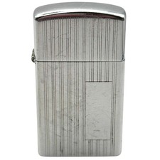 Vintage 1959 Zippo Slim Pinstripe Chrome Lighter Blank Panel Loose Lid USA picture