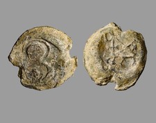 Crusader Lead Seal Kingdom Of Jerusalem Facing Bust And Cross 28mm Rare Artifact picture