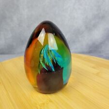 Handblown Art Glass Oblong Egg Shaped Torch Spiral Flame Design Paperweight picture