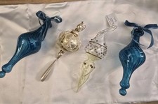 Lot 4 Vintage Victorian Glass Teardrop Finial Large Christmas Ornaments Excelent picture