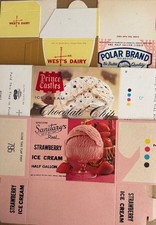 Vintage Lot of Four Half Gallon Ice Cream Boxes–Superb Graphics - c-1960s - 1981 picture