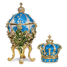 Blue Lilies of the Valley Easter Egg Replica Extra Large 5.9 inch + Crown picture