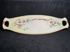 VTG - Vignaud Limoges 15” Hand Painted Floral Porcelain Relish Dish /Handles picture
