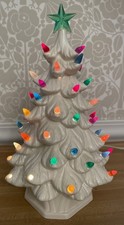 1975 Holland Mold Light Up White Ceramic Christmas Tree 11-12