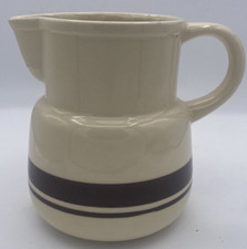 Vintage McCoy pottery Pitcher Jug Tan & Brown Banded 6